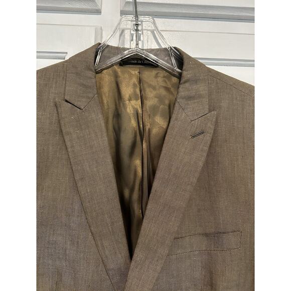 Calvin Klein 100% Linen Blazer 42R Extreme Slim Fit Beige Sport Coat Jacket - Picture 9 of 16